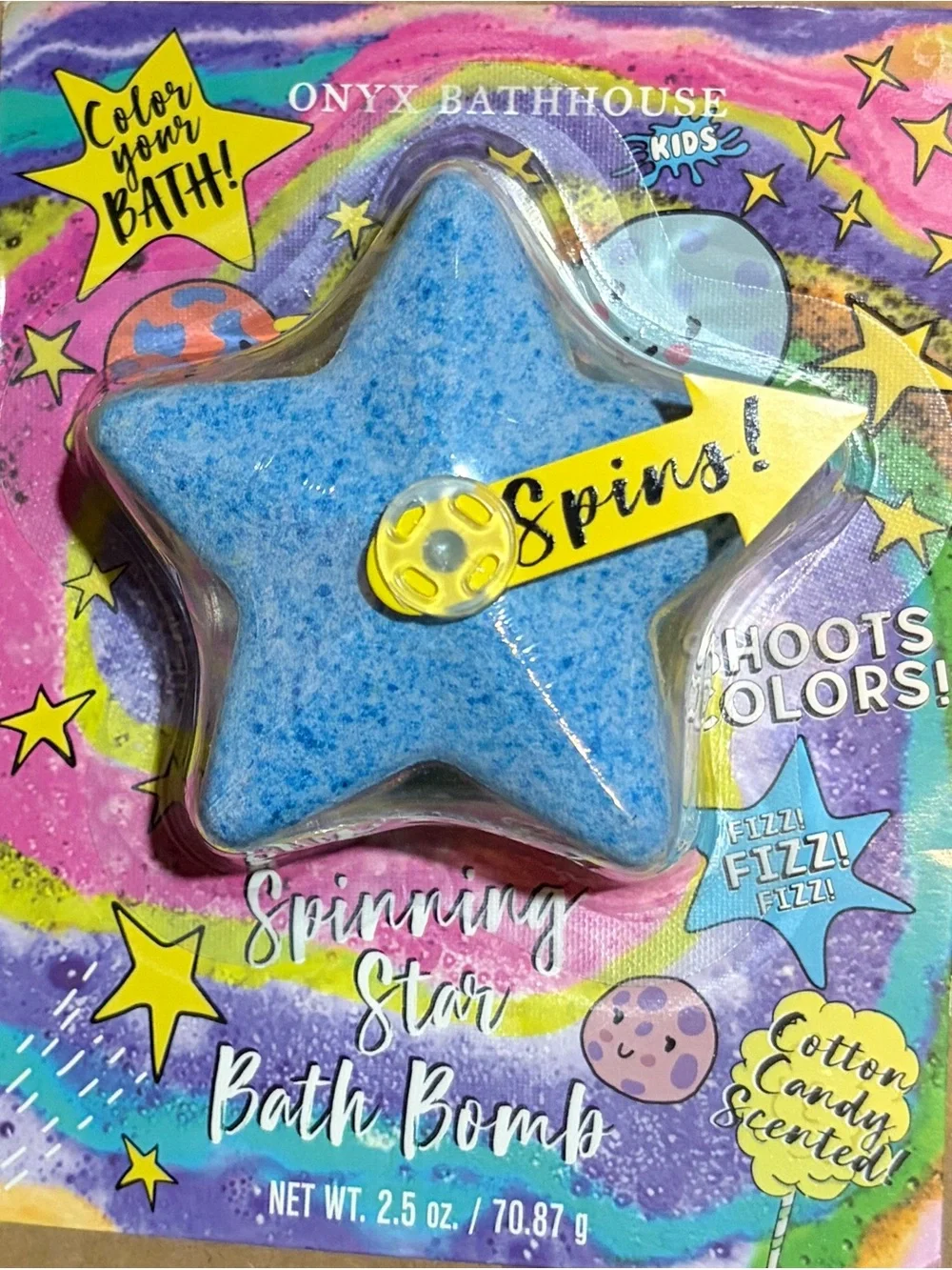 Onyx Blue Spinning Star Bath Bomb - Cotton Candy Scent